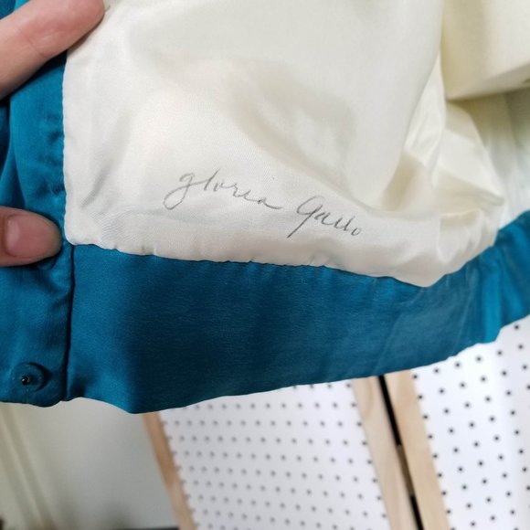 -Vintage 80s Hand Painted Silk Jacket Abstract - Picture 9 of 10